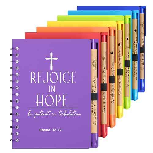 28 Sets of Multicolored Christian Prayer Journals in Bulk small notepad 5.43¡± x 4.33¡± Spiral Notebooks with Matching Pens - Christmas Gifts,Church Members & Bible Study Groups