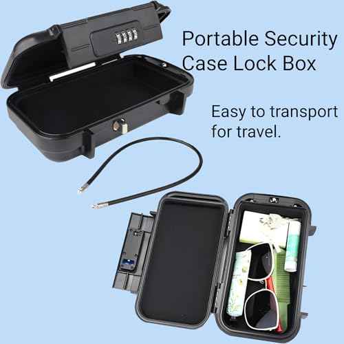 Portable Security Case, Combination Key Lock Box With Removable Chain - Mini Travel Box for Outdoor Use