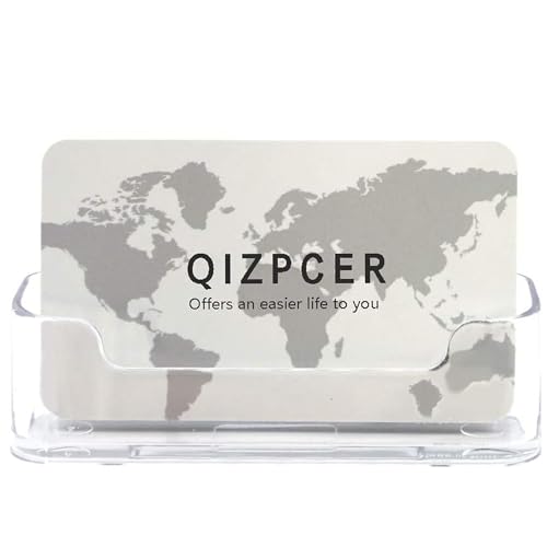 Qizpcer 4 Pack Clear Acrylic Business Card Holders Desk Display Stand