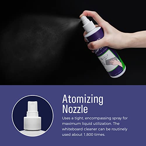 loukin Non-Toxic Whiteboard Cleaner, 8.5 fl oz Dry Erase Board Cleaner, Low-Odor Whiteboard Cleaning Spray with Cloths, Removes Stubborn Marks from Whiteboards, Chalkboard (6-Pack)