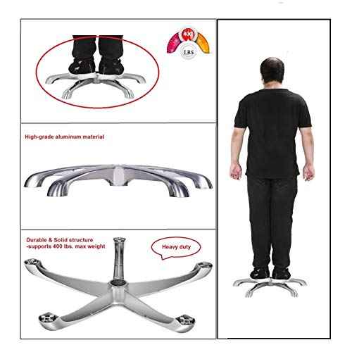 Kaleurrier Aluminum 5-Leg Stool Chair Base, Heavy Duty 300 lbs, Universal Standard Size, Polished Finish