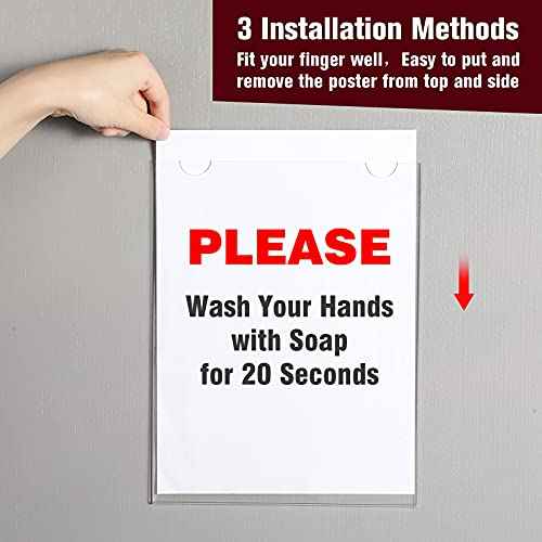 16 Pieces Acrylic Sign Holder 8.5 x 11 Inches Wall Mount Clear Plastic Display Stand Frame for Paper Documents - Bulk Pack With Tape and Screws for Home, Office, Store, Restaurant