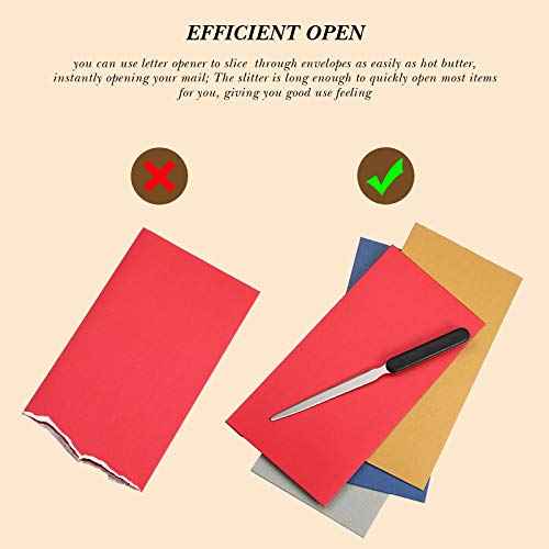 Zonon Office Letter Opener 3 Pcs Stainless Steel Knife Edge Blade Envelope Openers Lightweight Hand Letter Knives Mail Slitter Humanized Grip Handle Staple Removal Tool for Office