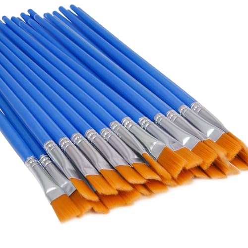 UPINS 30 Pack Flat Paint Brushes 6.69 Inch Small Detailing Brushes