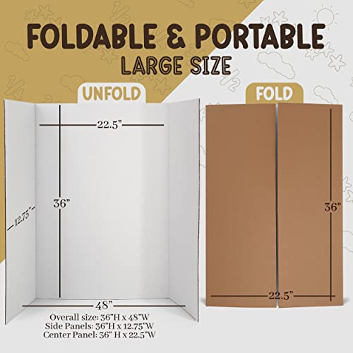 Emraw 36" x 48" White Tri-Fold Presentation Board Pack of 2 - Portable Display