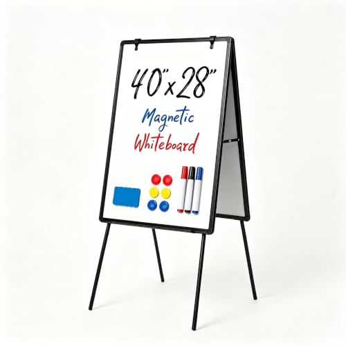 40x28 White Magnetic Dry Erase Board with Stand & Accessories