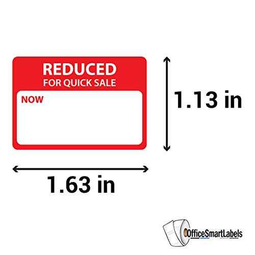 Reduced for Quick Sale Now for Retail Clearance Price Tag Stickers - 1.65 x 1.15 Inch Custom Writable Label Pricing Stickers - Pressure Sensitive Adhesive, Semi-Gloss Coated - 300 Labels/Roll