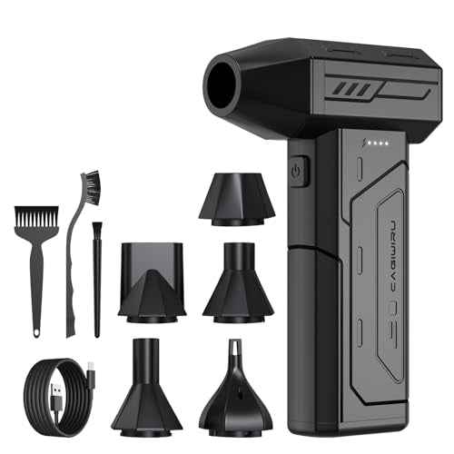 Compressed Air Duster,130000RPM Super Power Cordless Air Duster,Rechargeable Brushless Blower,3 Gear Adjustable Mini Blower with LED Light,Dust Remover for Computer/House/Outdoor/Car