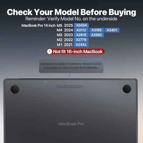 for MacBook Pro 14 inch Case M5 M4 M3 M2 M1 Pro/Max 2025 2024-2021 [CrackGuard Upgrade] [Seamless Fit] Cover Protective Hard Shell Case Laptop - Midnight Clear
