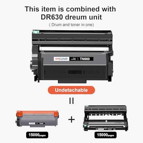 Compatible TN 660 DR630 Drum and powder in one 15000 Pages Replacement for Brother TN660 TN630 DR630 Toner Cartridge &Drum Unit Work with HL-L2300D HL-L2360DW DCP-L2520DW MFC-L2700DW MFC-L2740DW Black