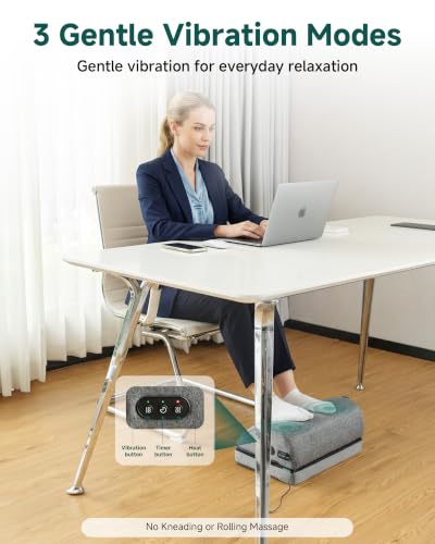 Snailax A.grey Heated Foot Rest Under Desk, 5-7in Height Adjustable Foot Stool with 2 Heat Levels, Memory Foam