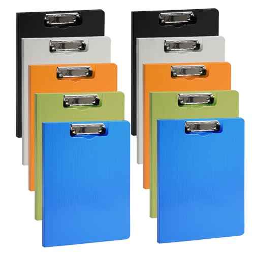 10 Pack Foldable Clipboards, A4 Clipboard Folder with Pocket, File Cover Office Folder Clipboard, 360 Degree Foldable Storage Clipboards for Office, School or Medical Field(5 Colors)