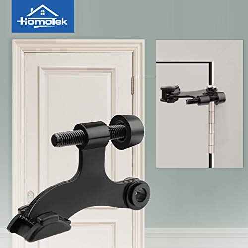 HOMOTEK 6 Pack Hinge Pin Black Door Stopper,Adjustable Deluxe Heavy Duty Door Stopper 2-1/2"x1-3/4¡±,with Black Rubber Bumper Tips