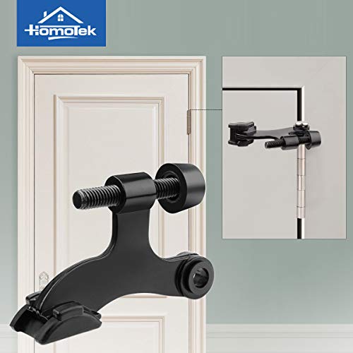 HOMOTEK 2 Pack Black Adjustable Heavy Duty Door Stopper with Rubber Tips