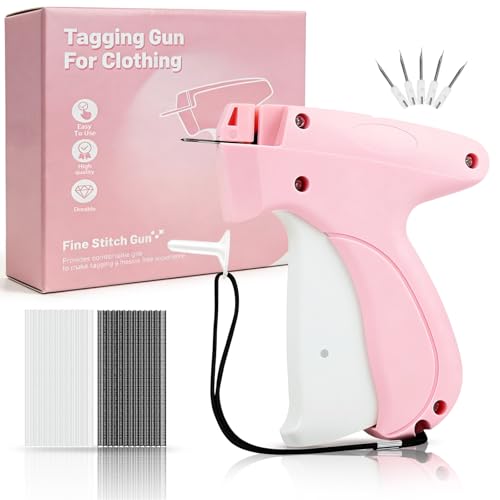 WEIBOLT Stitch Gun for Clothes - Pink/White Handheld Quick Fixer with 6 Needles & 1000 Black & 1000 White Fasteners