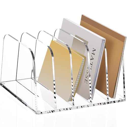 YUXUN Desk File Organizer,5-Section Vertical Clear Acrylic Desk Organizer File Holder Mail Sorter Office Organization for Office Home &Classroom£¨B5£©