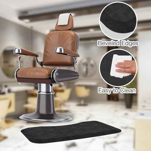 Anti Fatigue Salon Mat for Hair Stylist Anti-Slip Antique Series Salon & Barber Shop Chair Floor Mat (17''x28'' x 5/8'',Black)