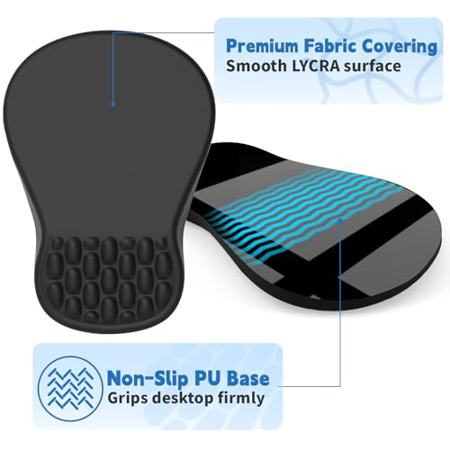 YIWEI Ergonomic Mouse Pad with Wrist Rest Support, Mousepad with Comfortable Memory Foam Wrist Rest and Non-Slip PU Base for Pain Relief, Computer, Laptop, Office, Home (Black)