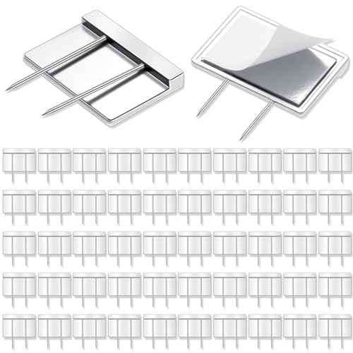 Amylove 80 Pcs Silver Cubicle Pins Partition Long Push Pins Fabric Clips Cubicle Name Plate Holders for Office Furniture Corkboard Fabric Mounting