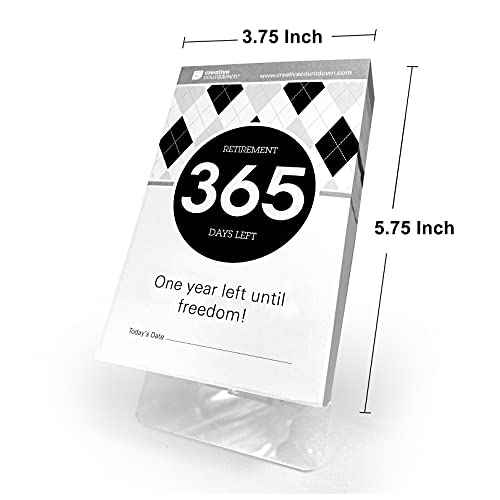 Retirement Count Down Calendar - 5.75"x3.75" - Black and White Tear Off Countdown Desk Calendar (White and Black, 1 yr (365)-Day Retirement)