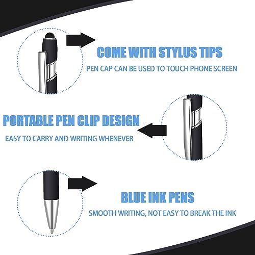 100 Pcs Ballpoint Pen with Stylus 2 in 1 Ballpoint Pen for Touch Screens, 2 in 1 Thank You Pen Gift for Colleagues, Coworker, Office (Black)