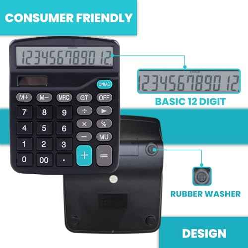 LICHAMP Desk Calculators with Big Buttons and Large Display, Office Desktop Calculator Basic 12 Digit with Solar Power and AA Battery (Included), 6 Bulk Pack