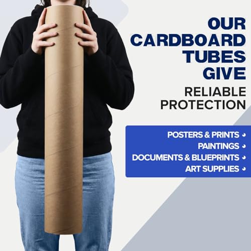 5" x 30" Made in USA Kraft Paper Mailing Tube, 1 Tube, 2 Caps