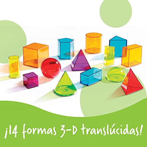 Learning Resources View-Thru Geometric Solids Helper - Transparent 3D Shapes for STEM Education