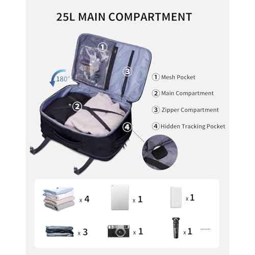 ECOHUB 17" Small Travel Backpack, United Airlines Personal Item Bag 17x10x9 with 16 Pockets, Water Resistant Rucksacks Fit 15.6" Laptop, AirTag Pocket, Lightweight Casual Daypack, 25L, Black