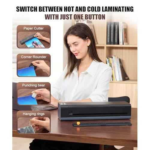 A3 Laminator Machine,13 Inch 9-in-1 Laminating Machine with Laminating Sheets,Thermal Laminator Hot & Cold with Fast Warm Technology for Home,Office or School Supplies(Black)