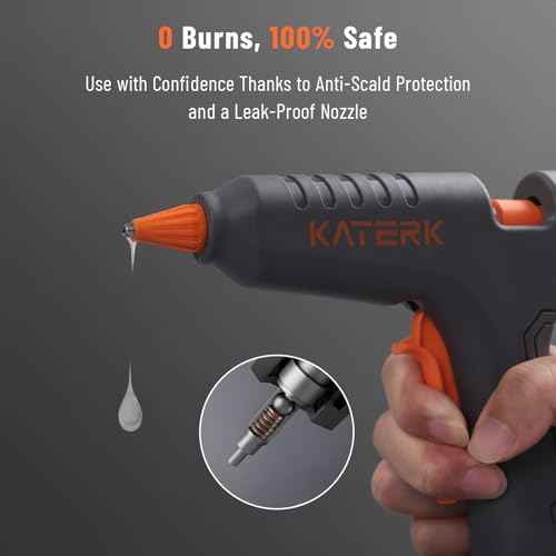 Katerk 12V Full Size Cordless Hot Glue Gun, Drip-Free Fast Heating Rechargeable and Heavy Duty Battery Operated Glue Gun and Sticks Sets 11mm x10 for Crafts DIY, Repair, Gift