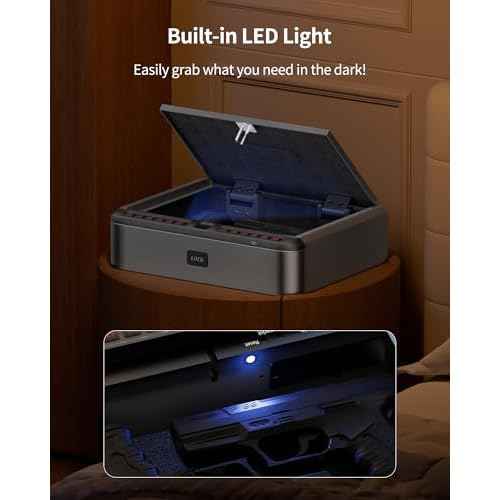 BILLCONCH Gun Safe for Handgun - Biometric Gun Safe 4 Ways Quick Access with Fingerprint/Full-digital Keypad/Key/APP Lock Handgun Pistol Safe for Nightstand Bedside Home