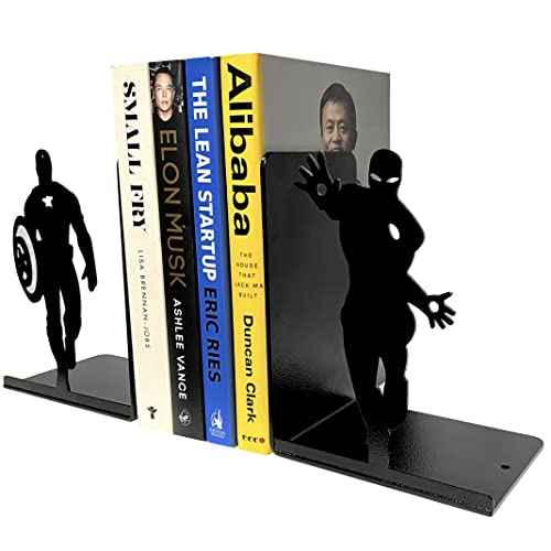 Superhero Bookends | Decorative Bookends for Shelves | Non-Skid Book Holders for Shelves, Table | Unique Home/Office Decor | Heavy Bookends| Metal Book Ends| 7x5.5x4 Inches Each