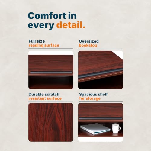 OEF Furnishings CoreSlate Series Mahogany Tabletop Lectern with Storage Shelf, Commercial-Grade