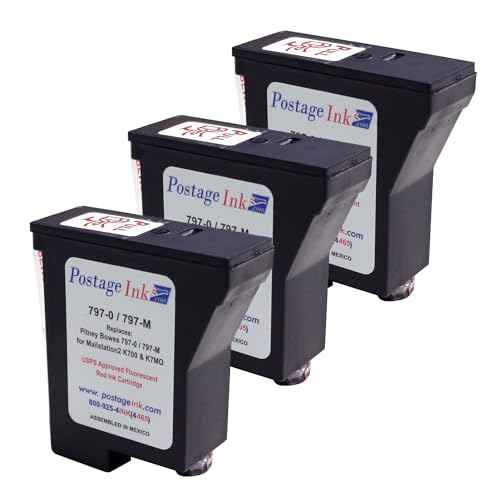 797-0 Ink Cartridge Replacement for use with mailstation (K700) and mailstation 2 (K7M0) Postage Meters, Set of 3
