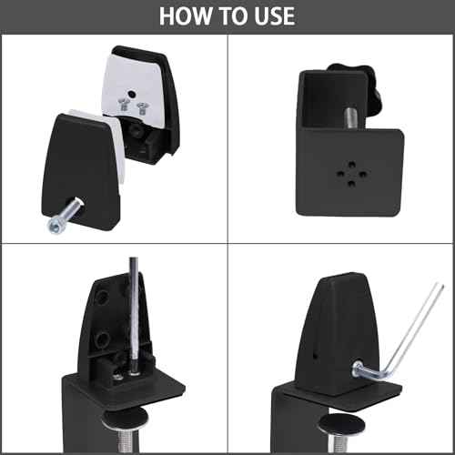 4-Pack Sneeze Guard Clamps for 1/8"" to 1"" Thick Panels, Adjustable Desk Partition Clips, Easy-to-Install Desk Privacy Panel Clips, Ideal for Office and Home Use, Black, 8HY-I0K-JXP340