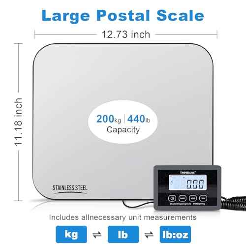 THINKSCALE Shipping Scale, 440lb/1oz Digital Postal Postage Scale for Small Business, Large Backlit LCD with Hold/Tare, Scale for Packages, Luggage, Home Use, USB Power & Battery