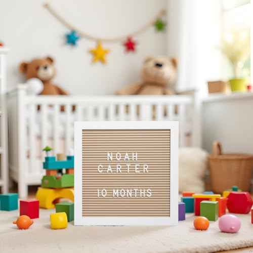 Kate & Milo Letterboard, Taupe, Classic Wooden Letterboard, Baby Keepsake Photo Prop, Taupe Letterboard Keepsake For Milestones, Gender Neutral Nursery Decor, Baby Announcement Prop