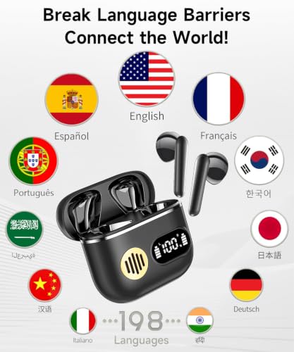 Paekole Obsidian Black Real-Time AI Translation Earbuds 198 Languages No Subscription