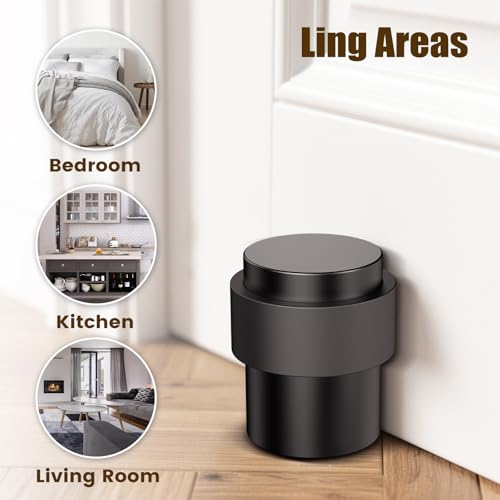 10 Pack Black Door Stoppers for Floor Mounting£¬ Door Stopper Heavy Duty£¬304 Stainless Steel Cylindrical Made with Rubber Bumper£¬Floor Mount Door Holder Keep Door Open