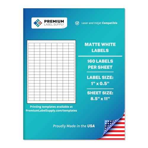 Premium Label Supply White Sticker Barcode Labels ? 1" x 0.5" ? Laser/Inkjet Compatible ? (160 per Sheet), 25 Sheets ? 4,000 Total Adhesive Labels