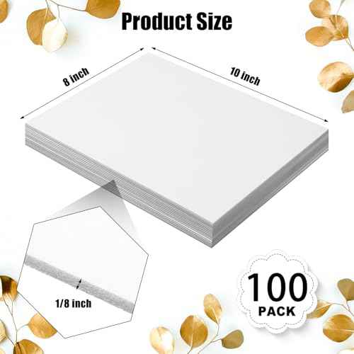 Frienda 100 Pack Foam Boards 1/8 Inch Thickness Foam Poster Boards Core Backing Board for Projects Presentation Board for School Crafts Office Art Projects(8x10x0.125 Inches,White)