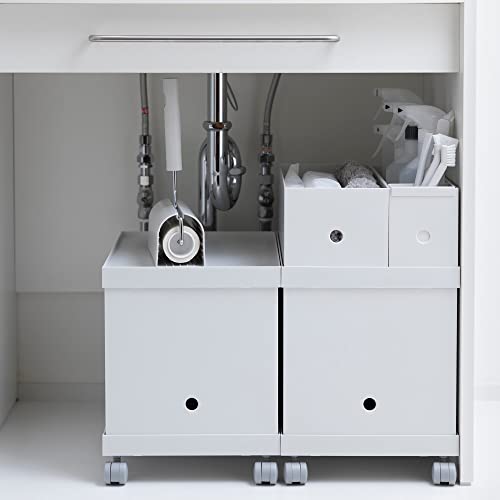 MUJI 44902868 Polypropylene File Box Standard Caster Lid White Gray, 9.8 in Width