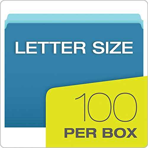 Pendaflex Two-Tone Color File Folders, Letter Size, Blue, Straight Cut, 100/BX (152 BLU)