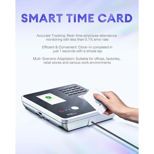 NGTeco Smart Time Card PVC Employee ID Card MB1, MB2, TC1, TC2, TC7 Time Clocks, Waterproof & Durable, 10 PCS