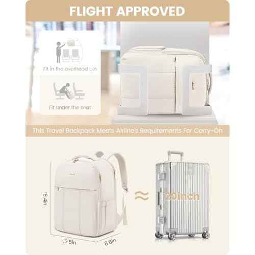 LOVEVOOK Travel Backpack for Women with Shoe Compartment, Puffer Carry on Backpack Flight Approved 40L Personal Item Travel Bag Fits 17inch Laptop, Waterproof Lightweight Bags with 3 Packing Cubes
