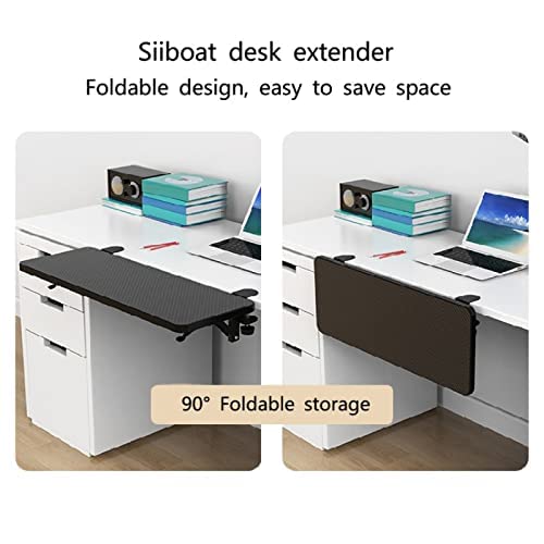 Desk Extender 25.2" x 9.45" Ergonomic Computer Table Extension Arm Support Collapsible Keyboard Tray for Square Tabletop - Carbon Fiber