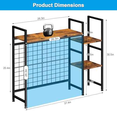 YBING Desk Shelf for Top of Desk Hutch - 4 Tier Computer Bookcase, Brown Wood Desktop Display Storage Rack Organizer for Home Office, Dorm
