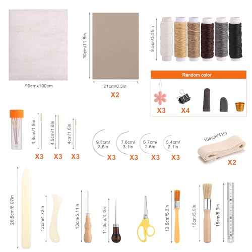 Yoption 53 Pcs Book Binding Kits, 11.61 x 7.68 Inches Wooden Book Press, Books Binding Materials with Bone Folder, Awl, Needles, Waxed Thread for DIY Bookbinding, BookRepair