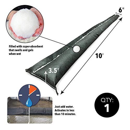 Quick Dam Water Activated Flood Barrier 10ft Model QD610-1 - Flood Control Barrier